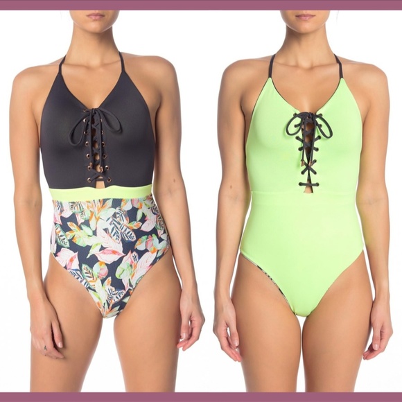 NWT $154 Maaji Lime Light One-piece Swimsuit in Black Forest [SZ Medium‎ ] - Picture 4 of 12